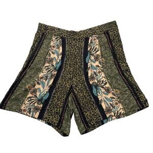 Vintage Solitaire Shorts Womens 12 Floral Animal Print Art to Wear Rayon USA